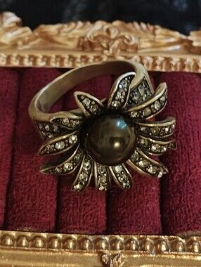 Heidi Daus "Art In Bloom" Chocolate Pearl & Crystal Statement Ring